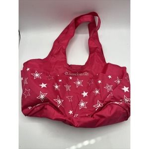 American Girl Dual Tote Bag Doll Cartier Travel Carry Case Pink White Stars